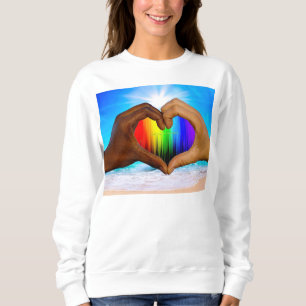 Sweatshirt SlipperyJoe dégradé de cœur arc-en-ciel vibrant in