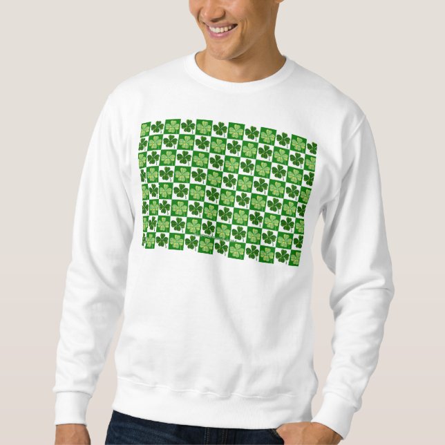 Sweatshirt SlipperyJoe's Green four-leaf clovers Saint Patric (Devant)