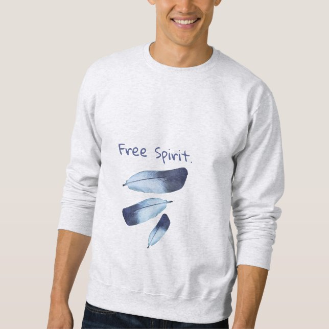 Sweatshirt Slogan personnalisé Plumes bleues tribales avec go (Devant)