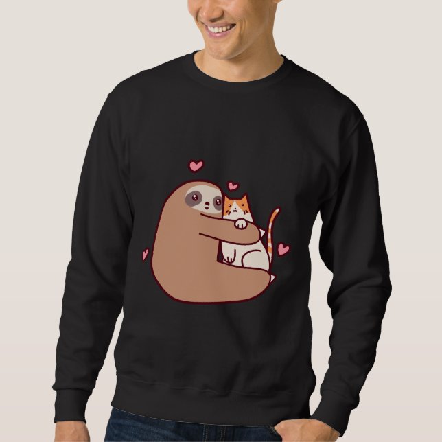 Sweatshirt Sloth aime chat (Devant)