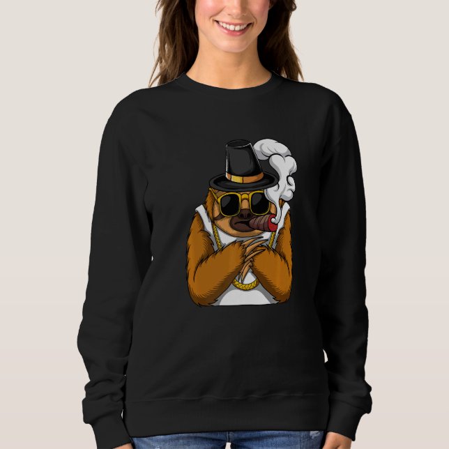 Sweatshirt Sloth animal smokes cigarettes style a hip hop tha (Devant)