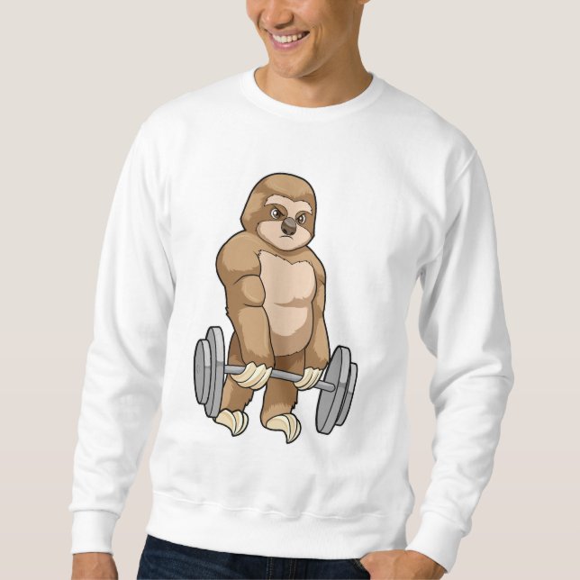 Sweatshirt Sloth au Bodybuilding avec Barbell (Devant)