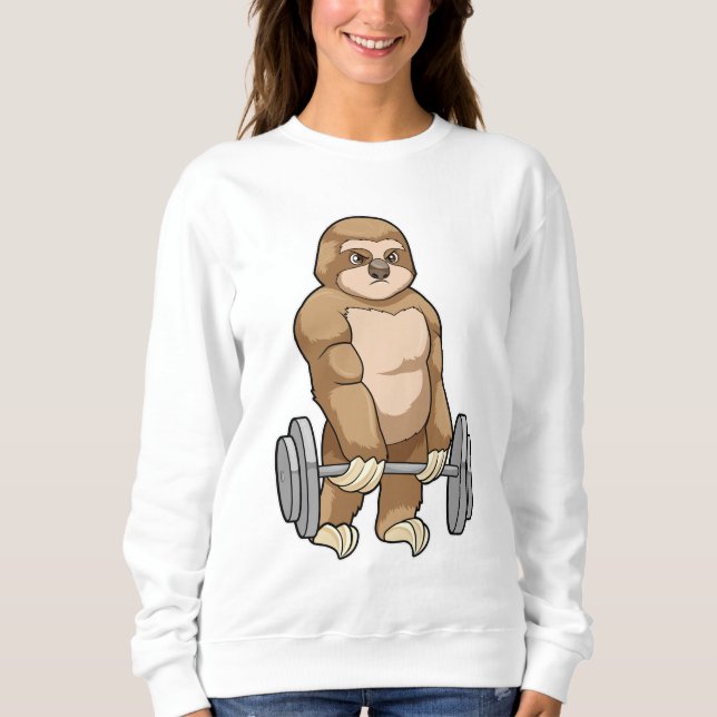 Sweatshirt Sloth au Bodybuilding avec Barbell (Devant)