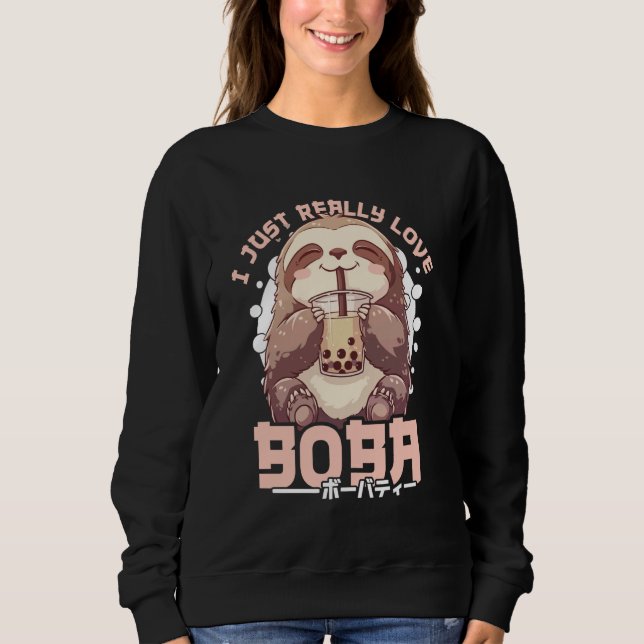 Sweatshirt Sloth Boba Tea Kawaii Bubble Tea Sloth Anime Neko  (Devant)