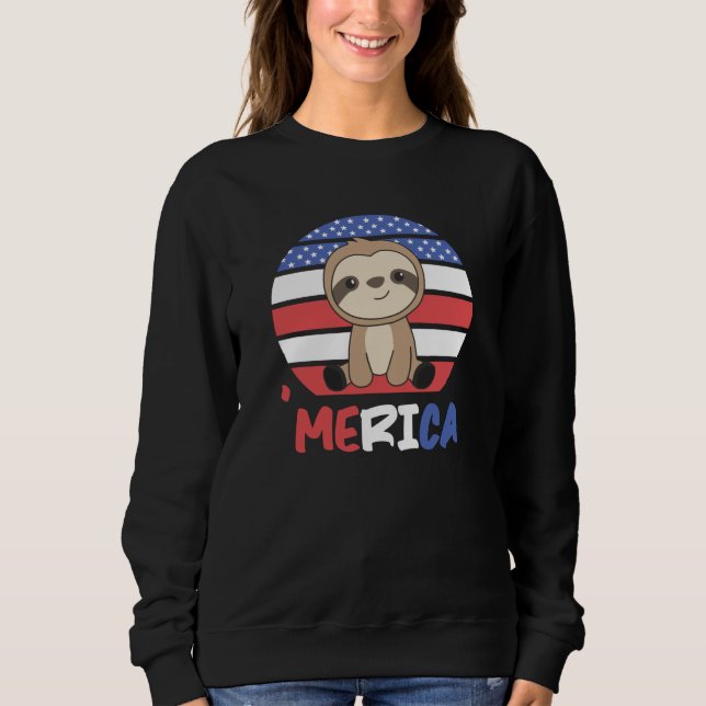 Sweatshirt Sloth Funny 4 juillet Américain (Devant)