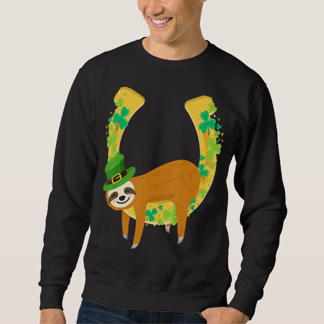 Sweatshirt Sloth Napping sur Leprechaun Horseshoe St Patrick' (Devant)