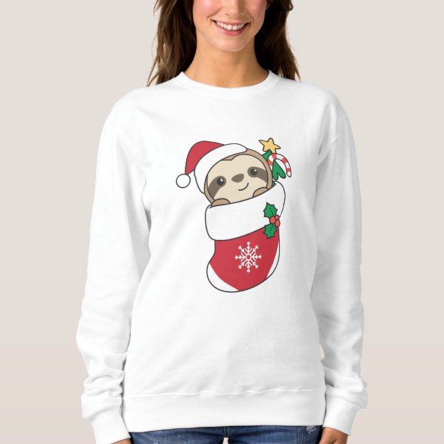 Sweatshirt Sloth Noël Neige Hiver Animaux Fentes (Devant)