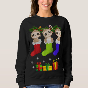 Sweatshirt Sloth Noël Sock Sloth Santa Hat Lights Noël T
