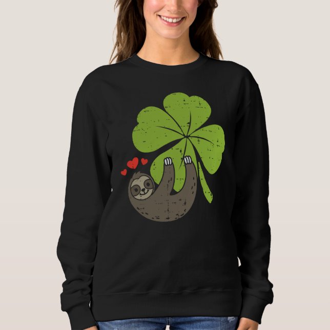 Sweatshirt Sloth On Shamrock Hearts Cute St Patricks Day Men  (Devant)