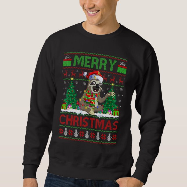 Sweatshirt Sloth   Xmas Tree Lights Ugly Santa Sloth Christma (Devant)