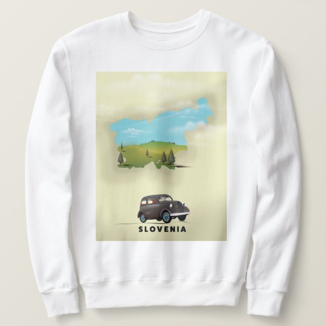 Sweatshirt Slovénie Carte illustrée affiche de voyage (Design devant)