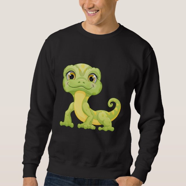 Sweatshirt Small Green Lizard Iguana Reptiles (Devant)