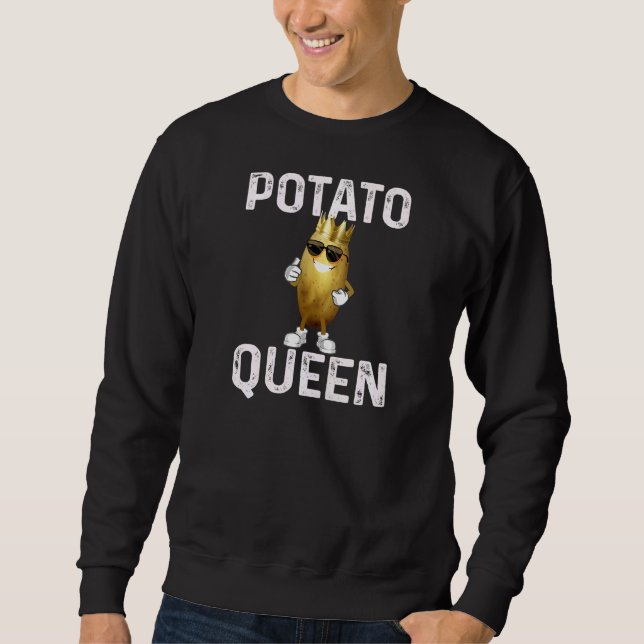 Sweatshirt Smiling Potato In Sunglusses Potato Queen Real Coo (Devant)