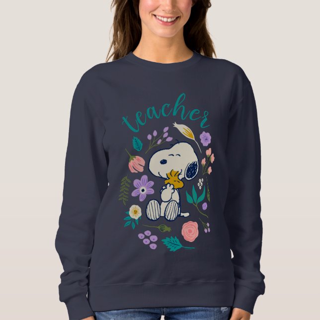Sweatshirt Snoopy & Woodstock Câlin Fleur Professeur (Devant)