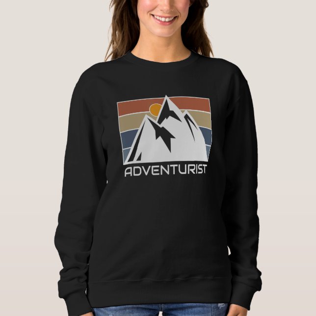 Sweatshirt snow mountain retro sunset landscape hikers graphi (Devant)