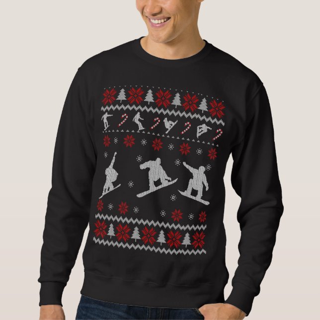 Sweatshirt Snowboard Vilain Chandail De Noël Pour Snowboard (Devant)