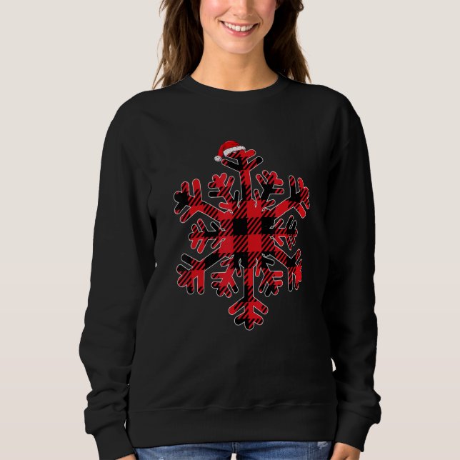 Sweatshirt Snowflakes Red And Black Christmas Buffalo Plaid S (Devant)
