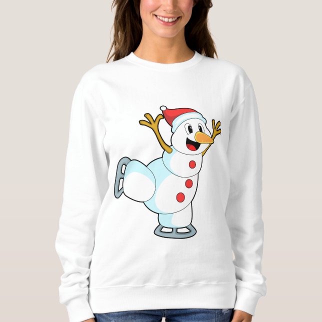 Sweatshirt Snowman au patinage sur glace avec patins sur glac (Devant)