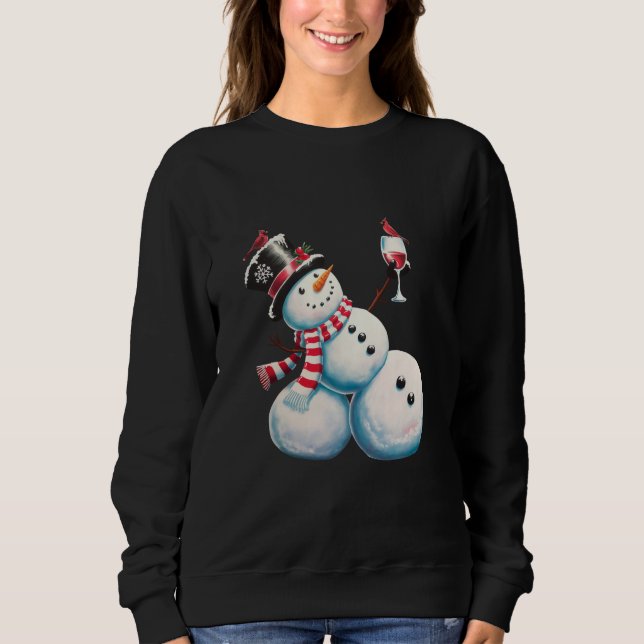 Sweatshirt Snowman Avec Vin Noël Drôle Noël Cadeau de Noël (Devant)