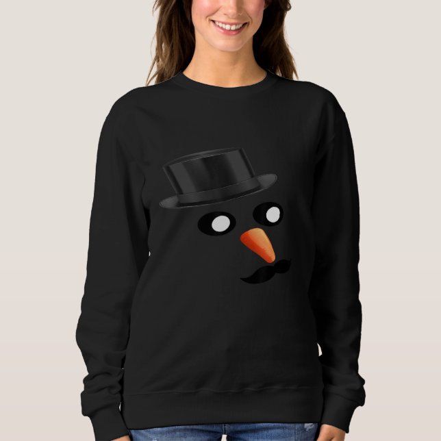 Sweatshirt Snowman Face Cute Winter Snowman with Sunglasses C (Devant)