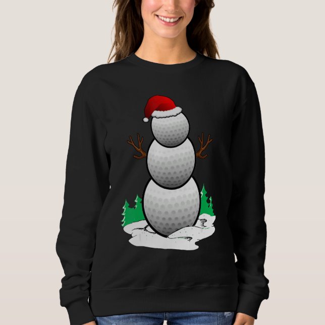 Sweatshirt Snowman Golf Ball Santa Hat Christmas Pajama Xmas (Devant)