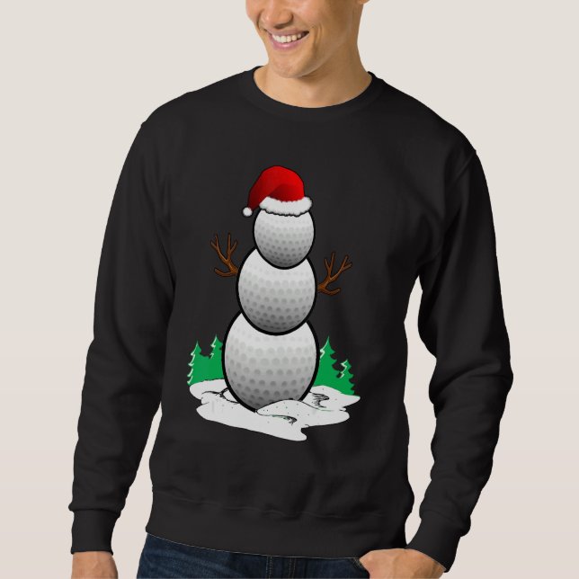 Sweatshirt Snowman Golf Ball Santa Hat Christmas Pajama Xmas (Devant)