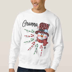 Sweatshirt Snowman Granna Sucre de canne Rouge Plaid Noël