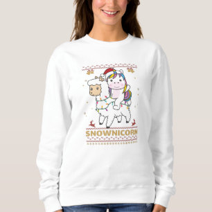 Sweatshirt Snownicorn Unicorn Lama Noël Animaux d'hiver