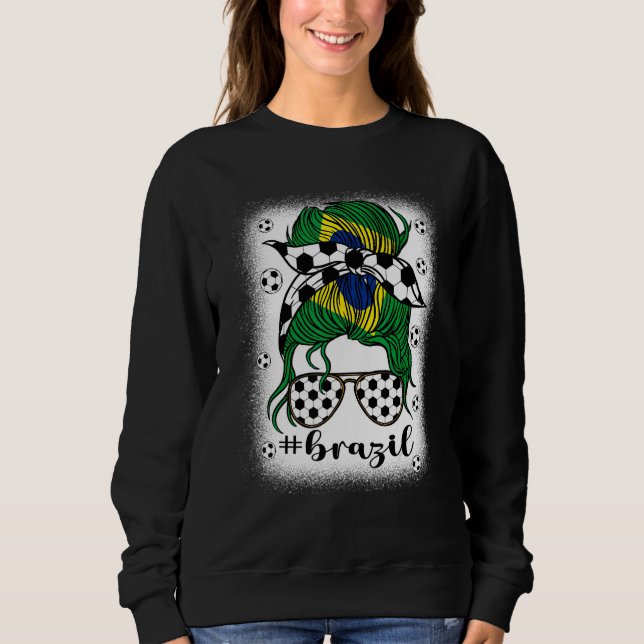 Sweatshirt Soccer Brazil Football Fans Brazilian Girl Mom Mes (Devant)