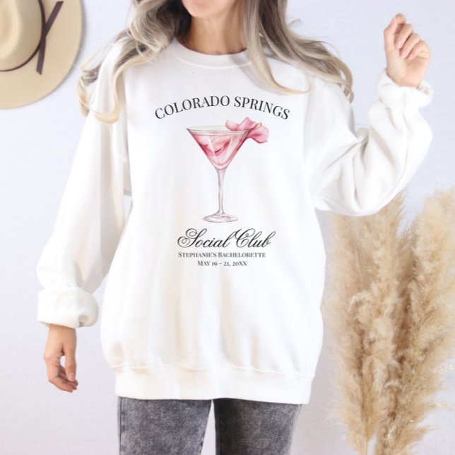 Sweatshirt Social Club Cocktail Rose Voyage Bachelorette (Custom Location Pink Cocktail Social Club Sweat Shirt)