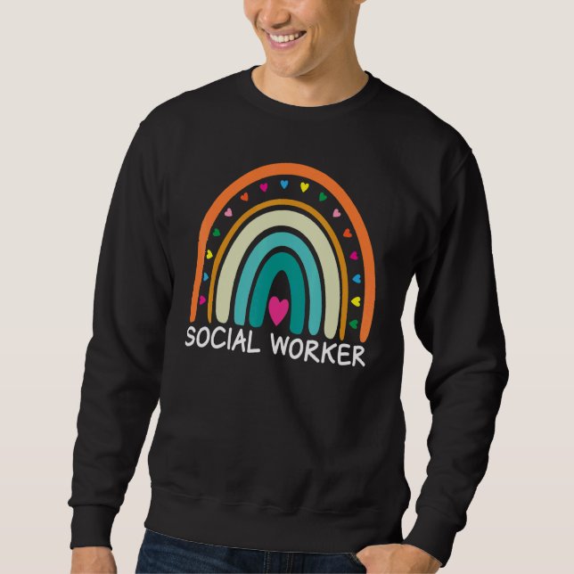 Sweatshirt Social Worker Boho Rainbow Back To School Apprecia (Devant)