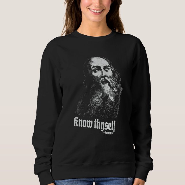 Sweatshirt Socrates Citation Connaissance De Soi Se Connaître (Devant)