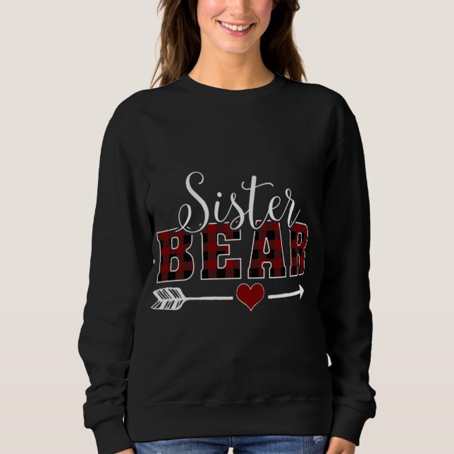 Sweatshirt Soeur Bear Buffalo Plaid Flaid Fille Noël (Devant)