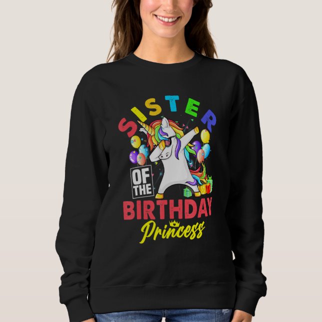Sweatshirt Sœur de la princesse d'anniversaire Licorne Dabbin (Devant)