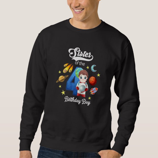 Sweatshirt Sœur du garçon astronaute de l'anniversaire (Devant)