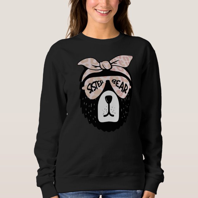 Sweatshirt Soeur Ours Visage Lunettes de soleil Mère Maman Mè (Devant)