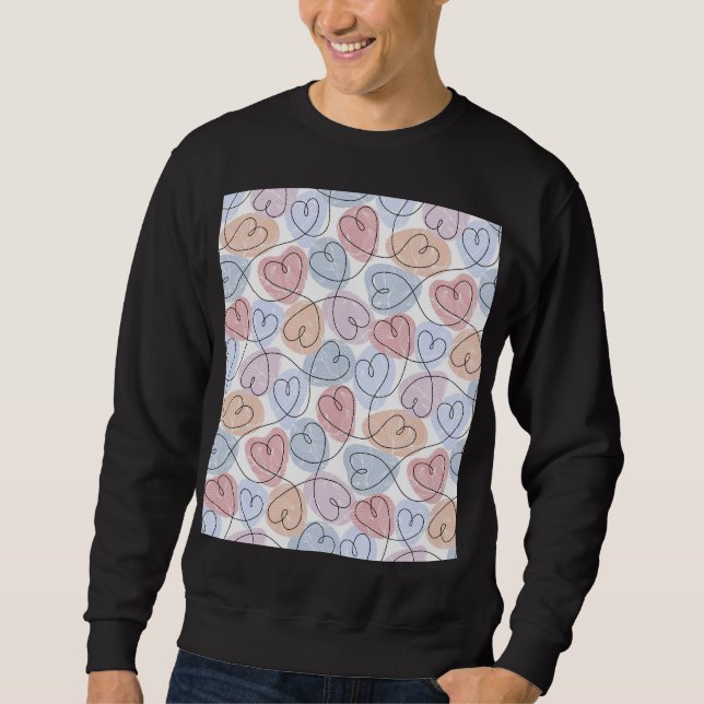 Sweatshirt Soft Hearts : Continuous Line Valentine's (Devant)