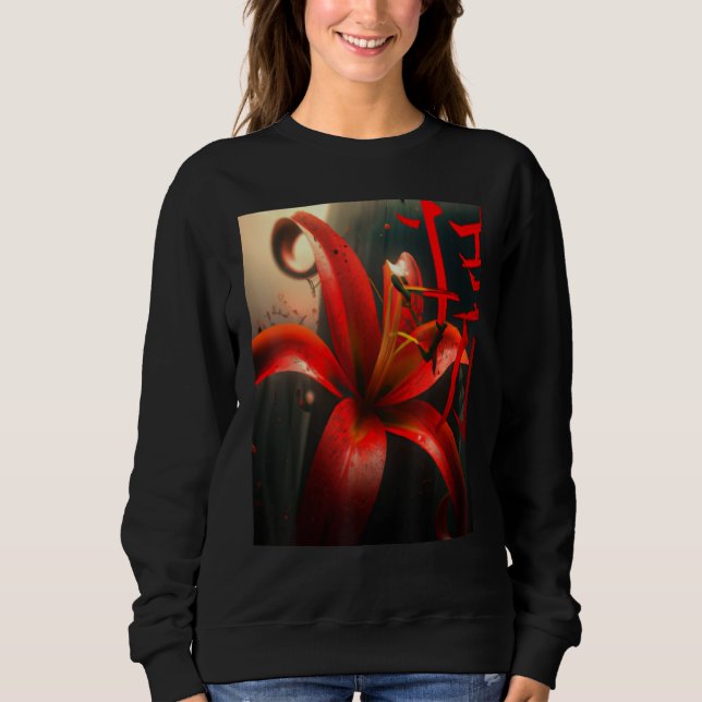 Sweatshirt Soft Japanese Lily Aesthetic Flower S (Devant)