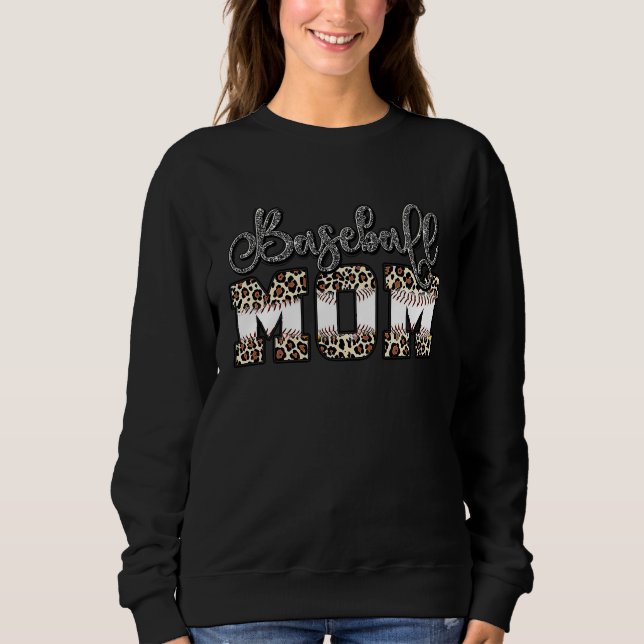 Sweatshirt Softball Baseball Mom Leopard Mother's Day (Devant)