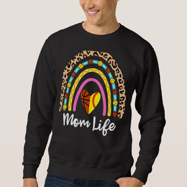 Sweatshirt Softball Basketball Maman Boho Rainbow Softball Ba (Devant)