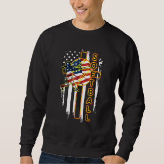 Sweatshirt Softball Cross Jesu Dieu Drapeau Vêtements