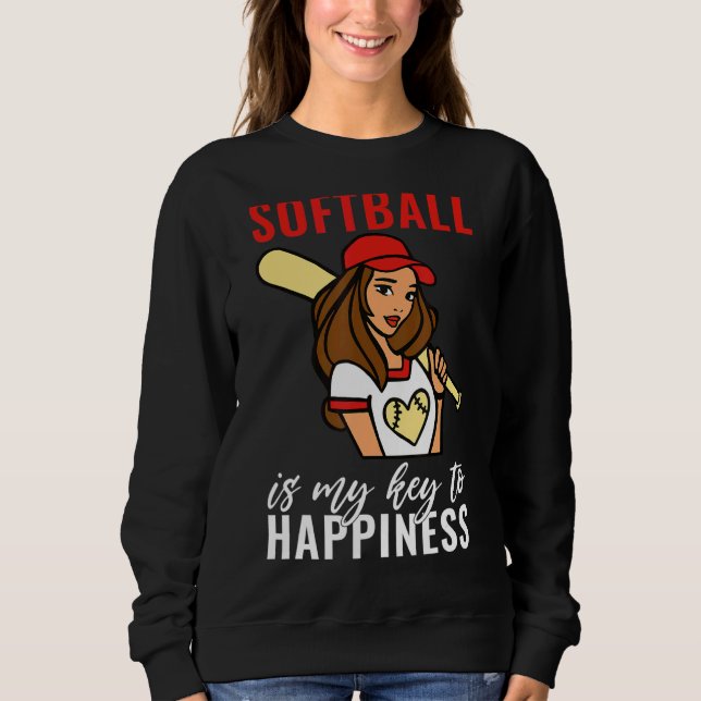 Sweatshirt Softball is my Key to Happiness   Softball (Devant)