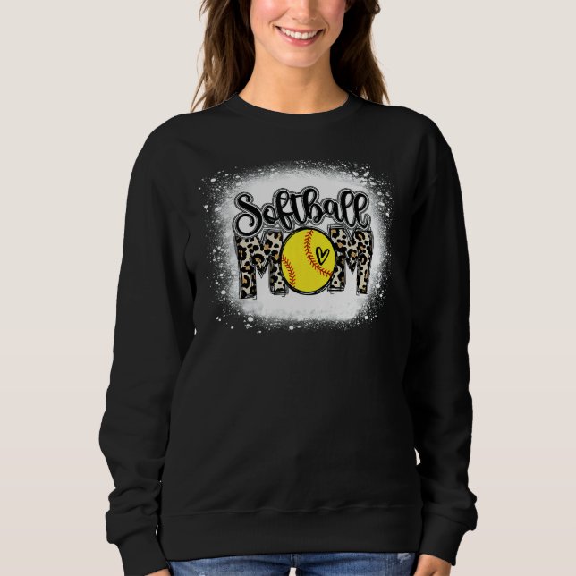 Sweatshirt Softball Maman Empreinte de léopard Bleached Distr (Devant)