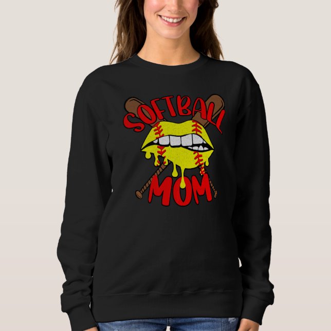 Sweatshirt Softball Maman Lip Bite Mama Femmes (Devant)
