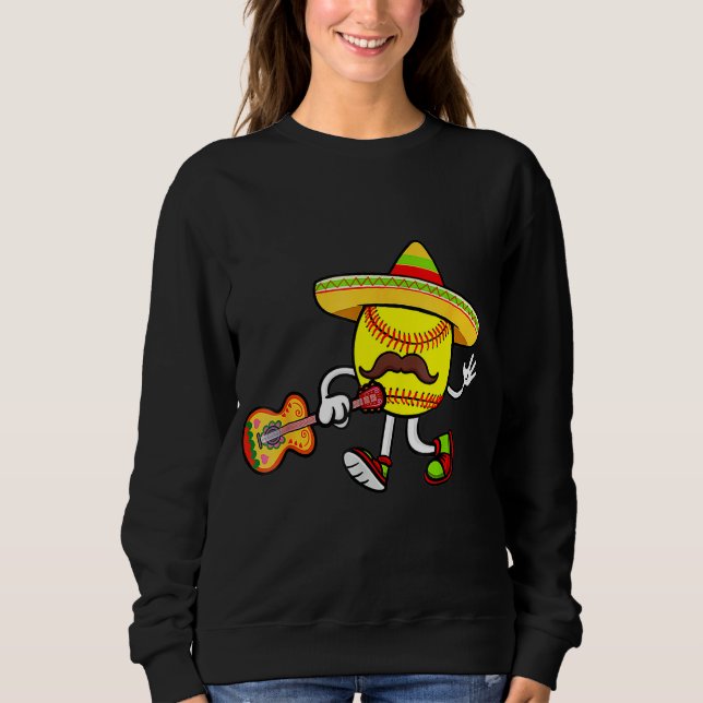 Sweatshirt Softball Mexican Guitar Hat Cinco De Mayo (Devant)