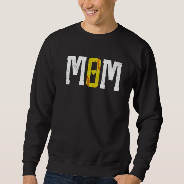 Sweatshirt Softball Mom Heart   (Devant)