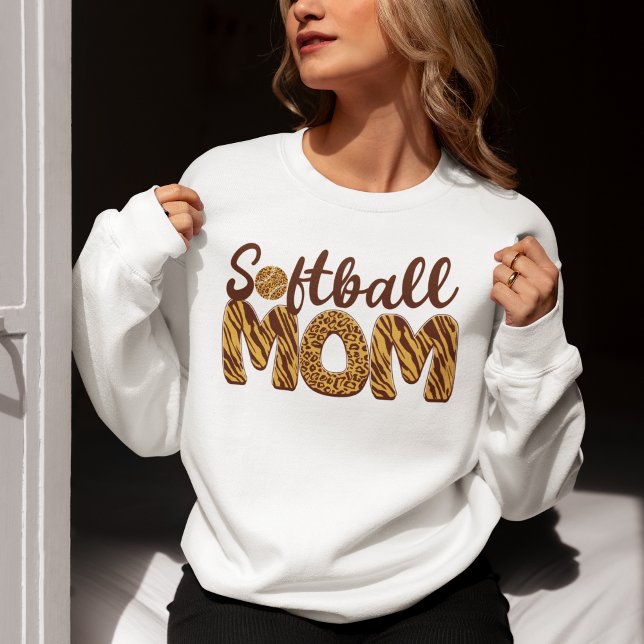 Sweatshirt "Softball Mom" Leopard Print Mother's Day  (Créateur téléchargé)