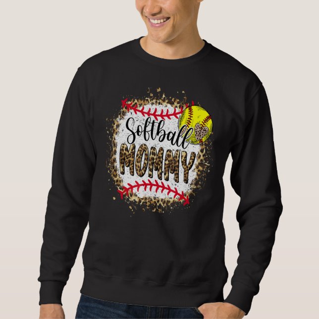Sweatshirt Softball Mommy Leopard Bleached Mère's Day Jeu (Devant)