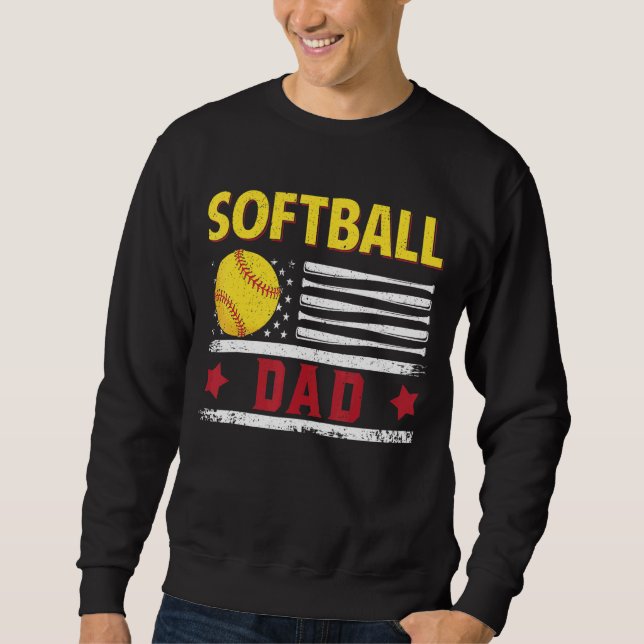Sweatshirt Softball Papa Américain Drapeau Softball Papa Père (Devant)