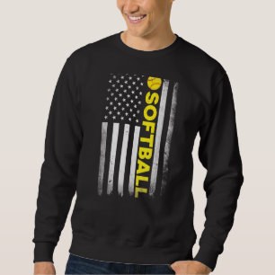 Sweatshirt Softball Papa Maman Enfants Usa Us American Flag V